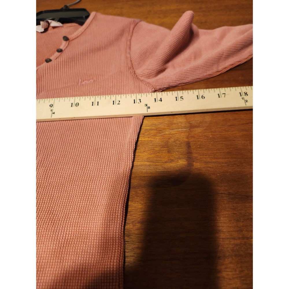 Lee Waffle Knit Cardigan Women Small Pink Long Sleeve Thermal Button Front Top - Picture 6 of 6